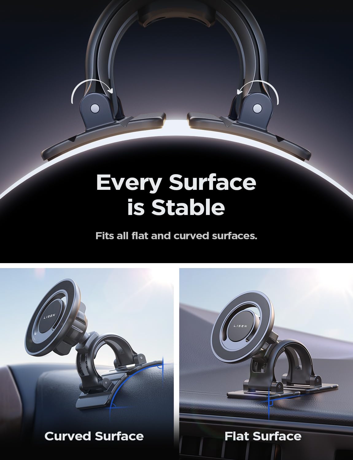 LISEN Soporte para Celular Automóvil Magsafe[3 en 1 Salpicadero Parabrisas Rejilla] Porta Celular Auto Universal Base Celular Automóvil para iPhone 16 Pro MAX 15 14 Samsung S25 S24 S23 Ultra Xiaomi