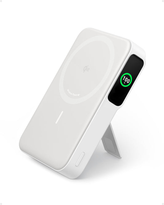 Power Bank Anker MagGo Verde con Pantalla Inteligente y Soporte para iPhone 16/15