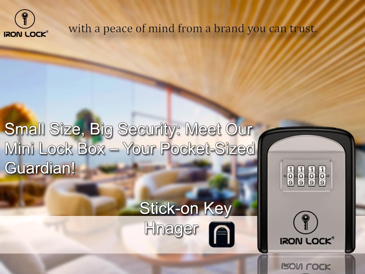 Iron Lock® - Caja de bloqueo para llave de pared con combinación de 4 dígitos, código reiniciable, interruptor A B y capacidad de 5 llaves, caja de seguridad impermeable para interiores y exteriores