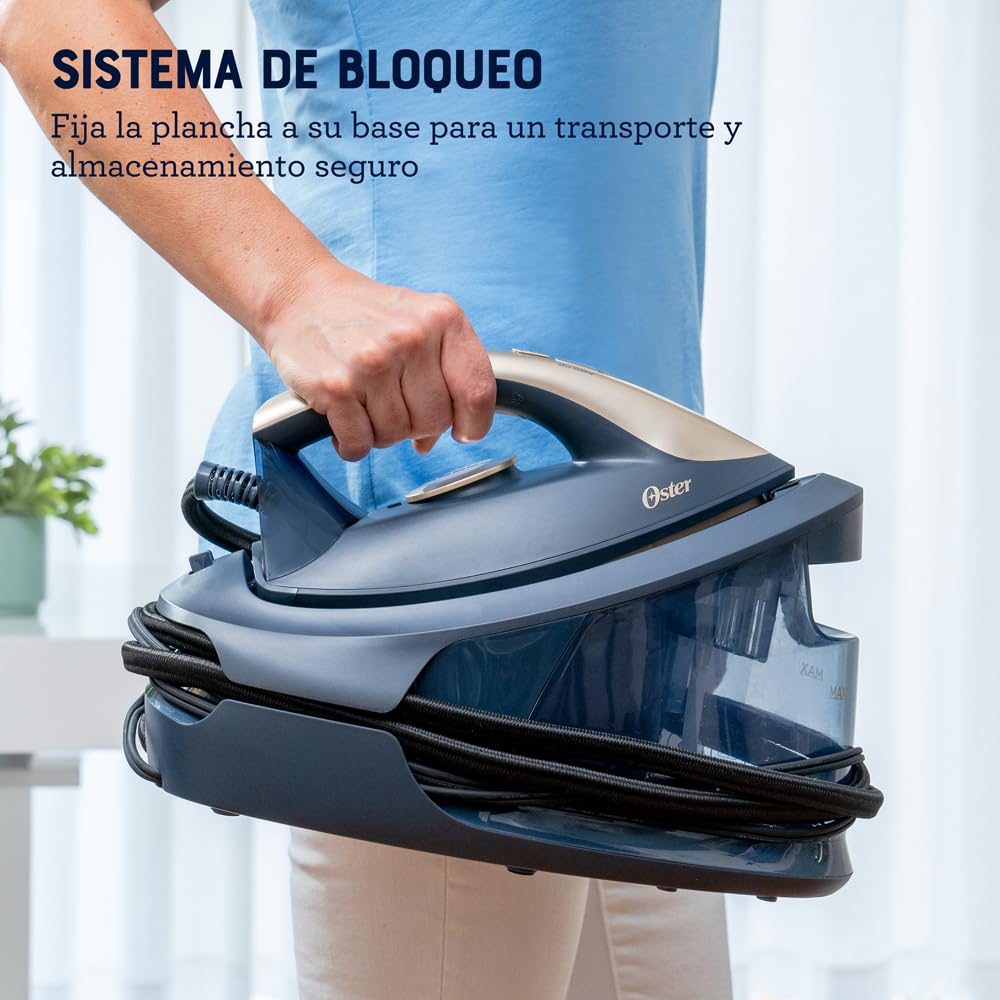 Plancha 2 en 1 con Central de Vapor Oster® con Suela de Cerámica con Partículas de Diamante, Potente y Antiadherente
