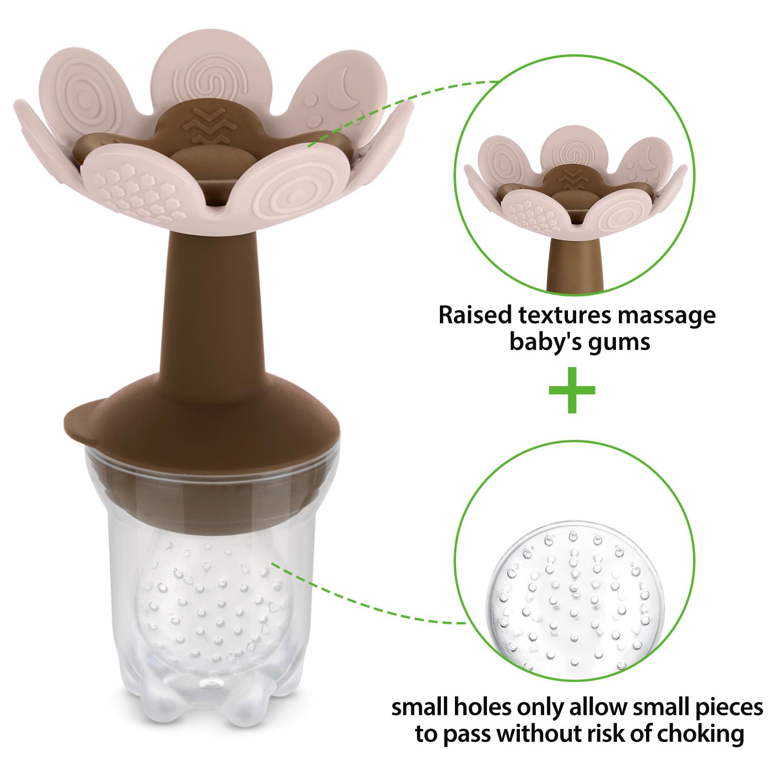 Haakaa - Alimentador de alimentos de frutas frescas para bebé con mini bandeja para congelador, molde de paletas de leche materna para alivio de enfriamiento del bebé, alimentador de malla de silicona