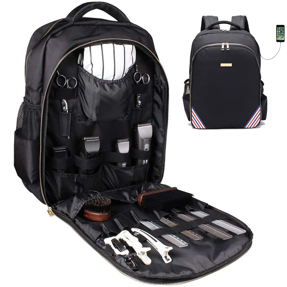 Bolsa de viaje para cortadoras y suministros para herramientas de cabello, organizador de herramientas portátil, para peluqueros, peluquero para herramientas.., Con poliuretano rojo blanco y azul,