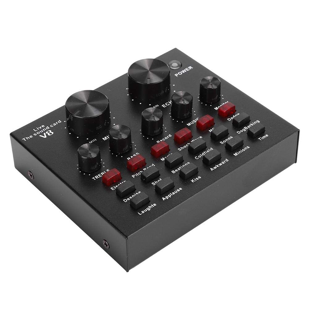 Tarjeta de Sonido V8 Mezclador de Audio portátil Volumen Ajustable