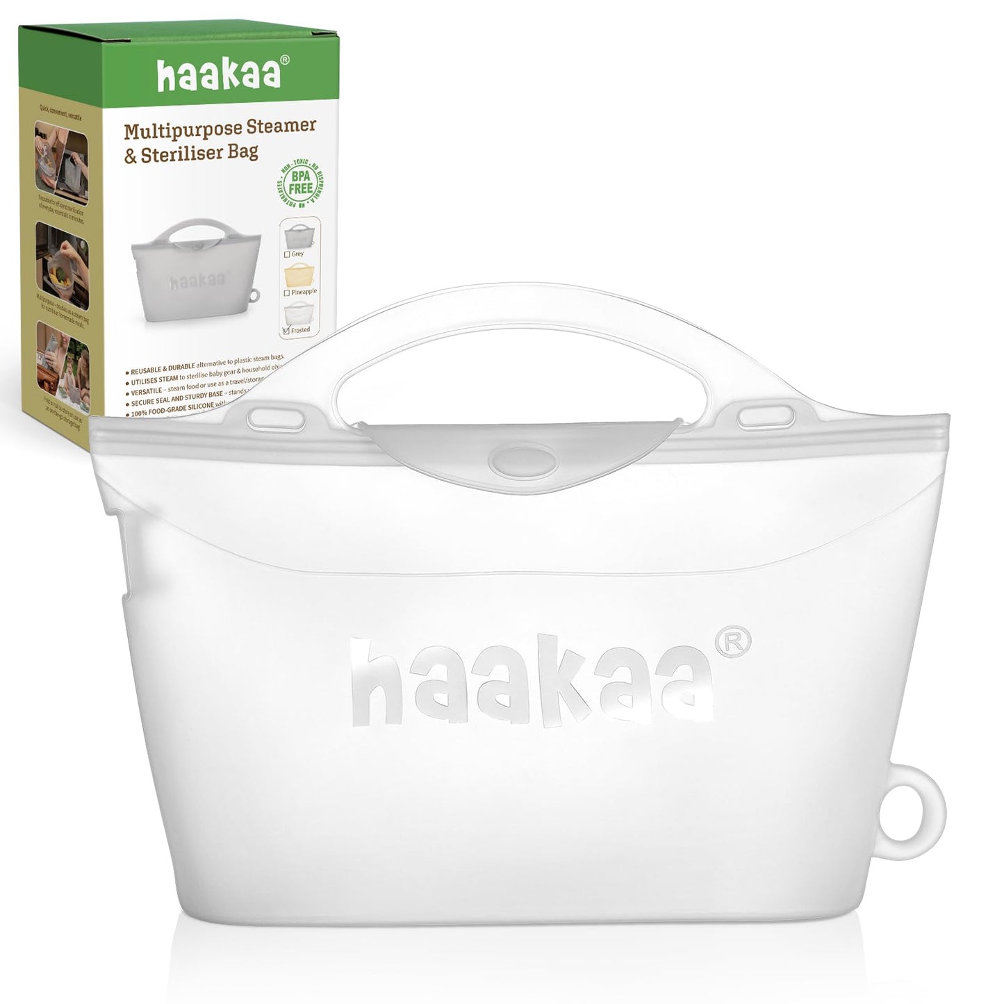 Bolsa de esterilización y vaporización en microondas de silicona Haakaa, 2000ml/70oz de gran capacidad, bolsas de vaporización reutilizables para biberones, extractor de leche, accesorios, chupetes