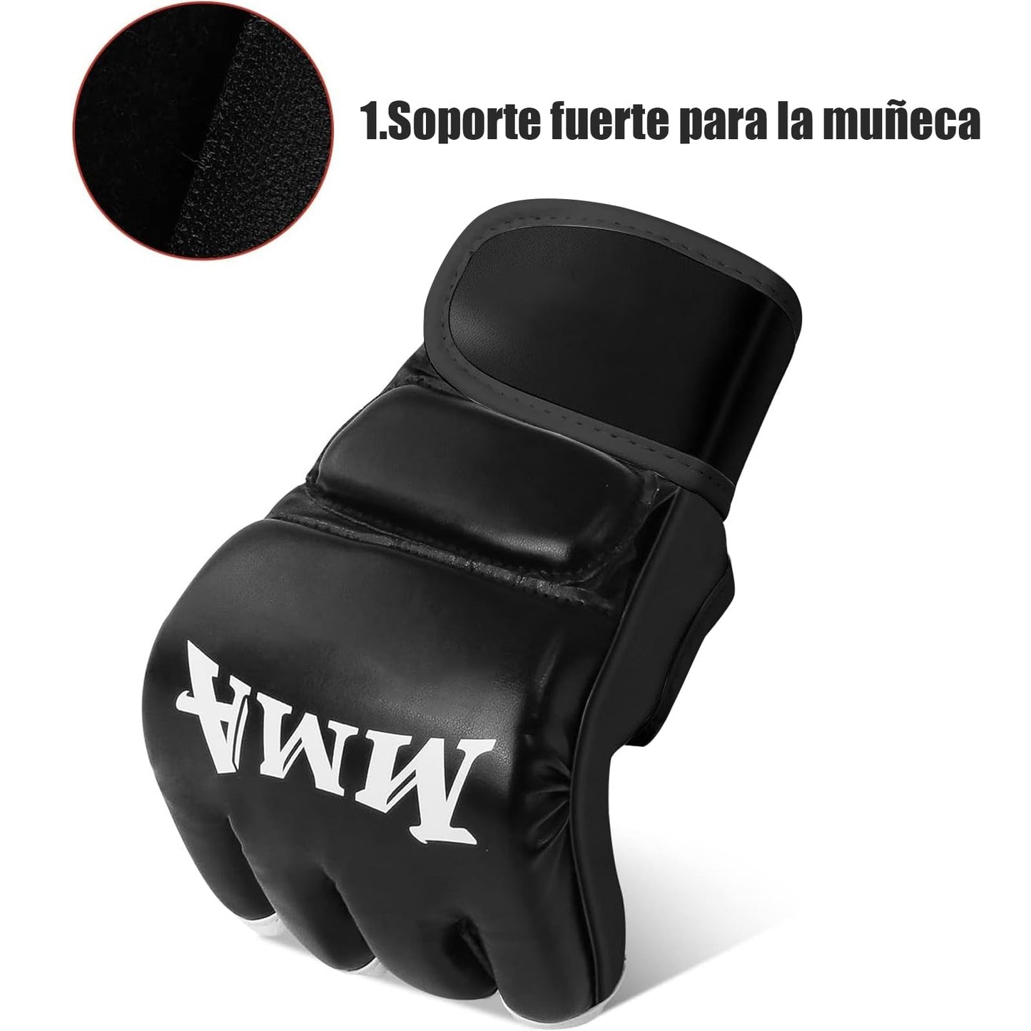 Guantes de MMA UOBXZOQ Negro Amortiguación Ajustable para Hombre y Mujer