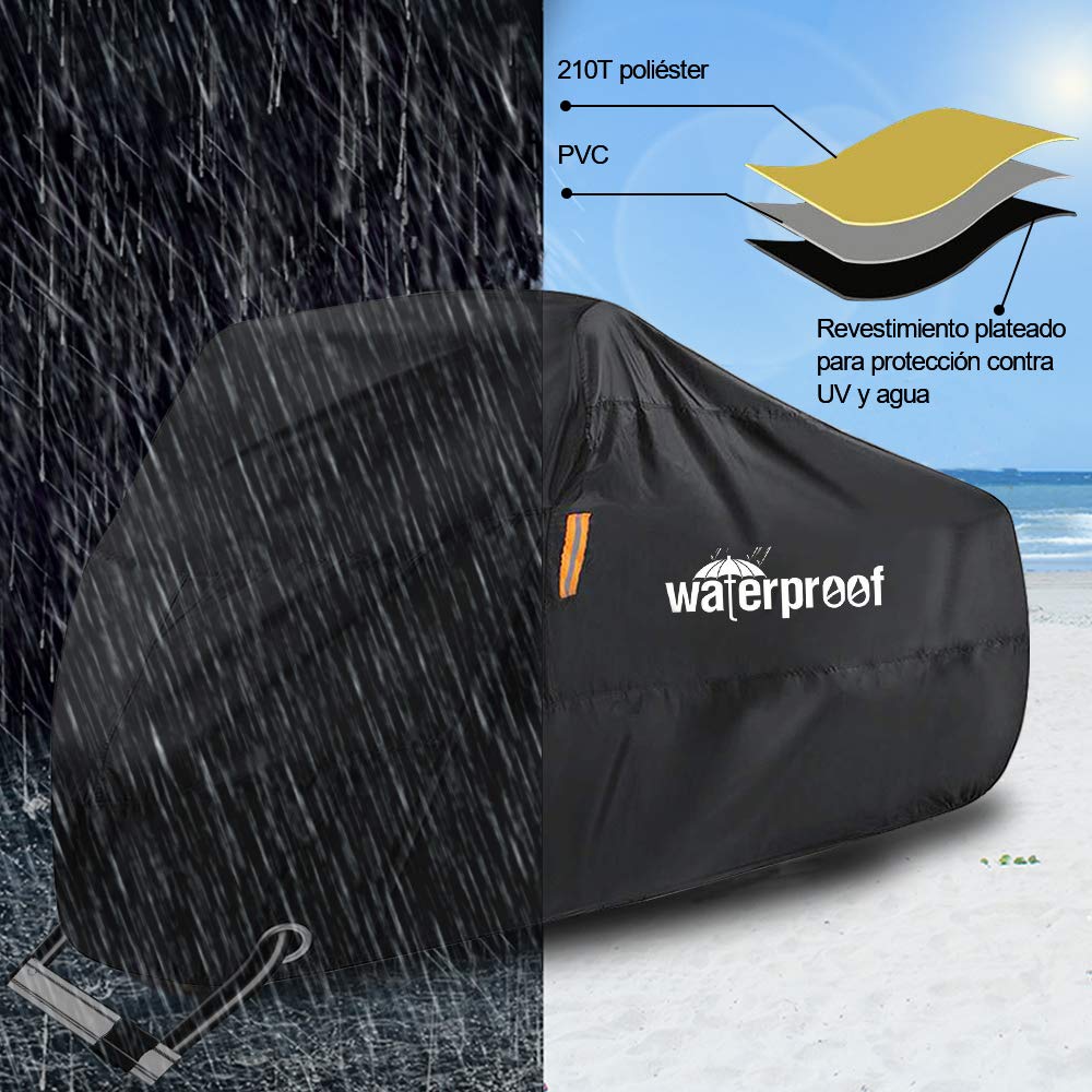 Dasking Funda para Bicicleta Moto Impermeable al Aire Libre Cubierta Resistencia al Agua Protección contra Polvo Viento UV Sol con Orificio de Bloqueo Antióxido Funda para Vehículos, Bicicleta de Montaña, Carrectera, Pista, Moto Deportivo