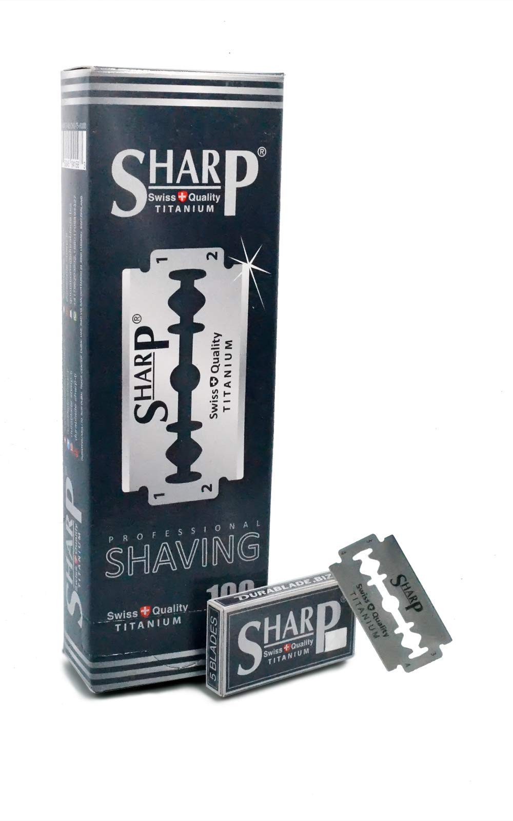 100 cuchillas de afeitar afiladas de titanio de doble filo para maquinilla de afeitar de seguridad – Cuchillas de afeitar de seguridad para hombres para un afeitado suave y limpio (1 año de suministro)