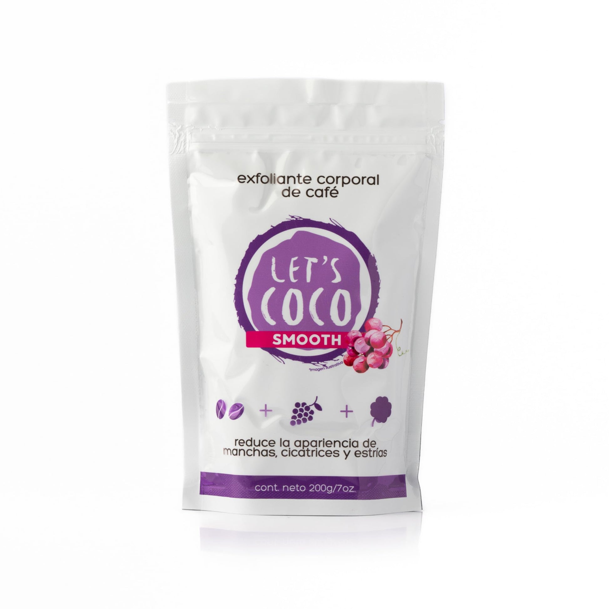LET'S COCO | Exfoliante Corporal Anti estrías y cicatrices. Let’s Coco Smooth - Exfoliante de Café, Para Uso en Todo el Cuerpo - Contenido Neto 200 Gr – 7 Oz