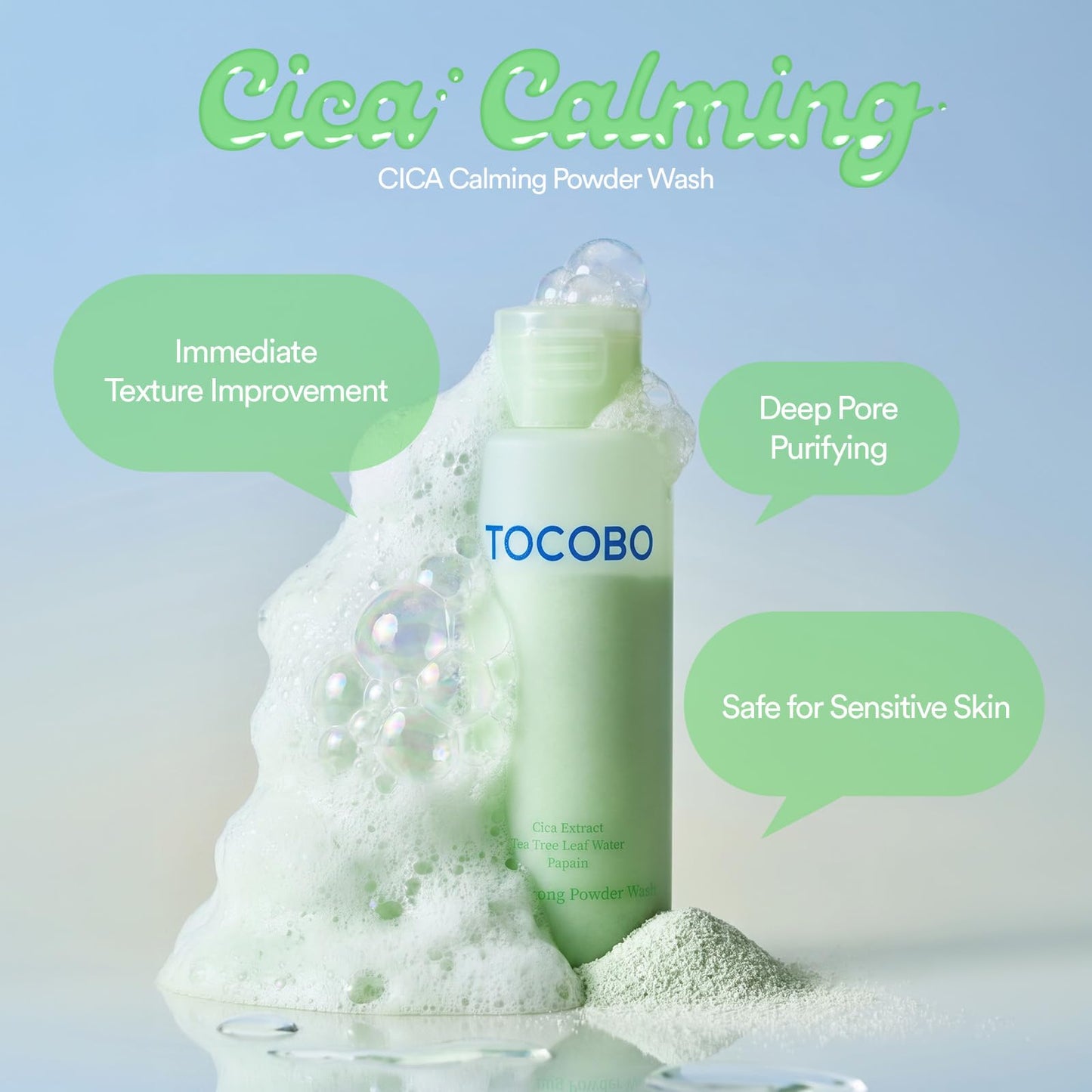 TOCOBO Cica Calming Powder Wash 50 g Limpiador Facial en Polvo Calmante y Exfoliante Suave