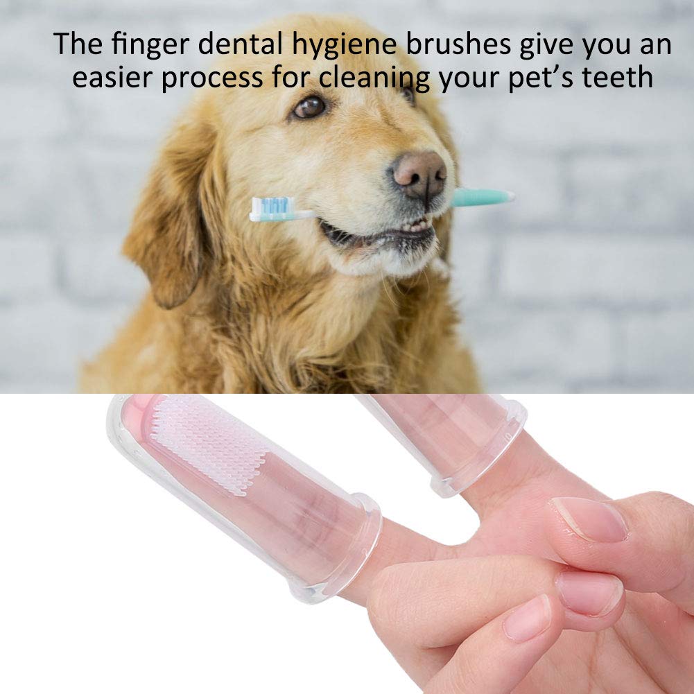 Cepillo de Dientes de Silicona Taidda Transparente Juego de Dedos para Mascota Perro