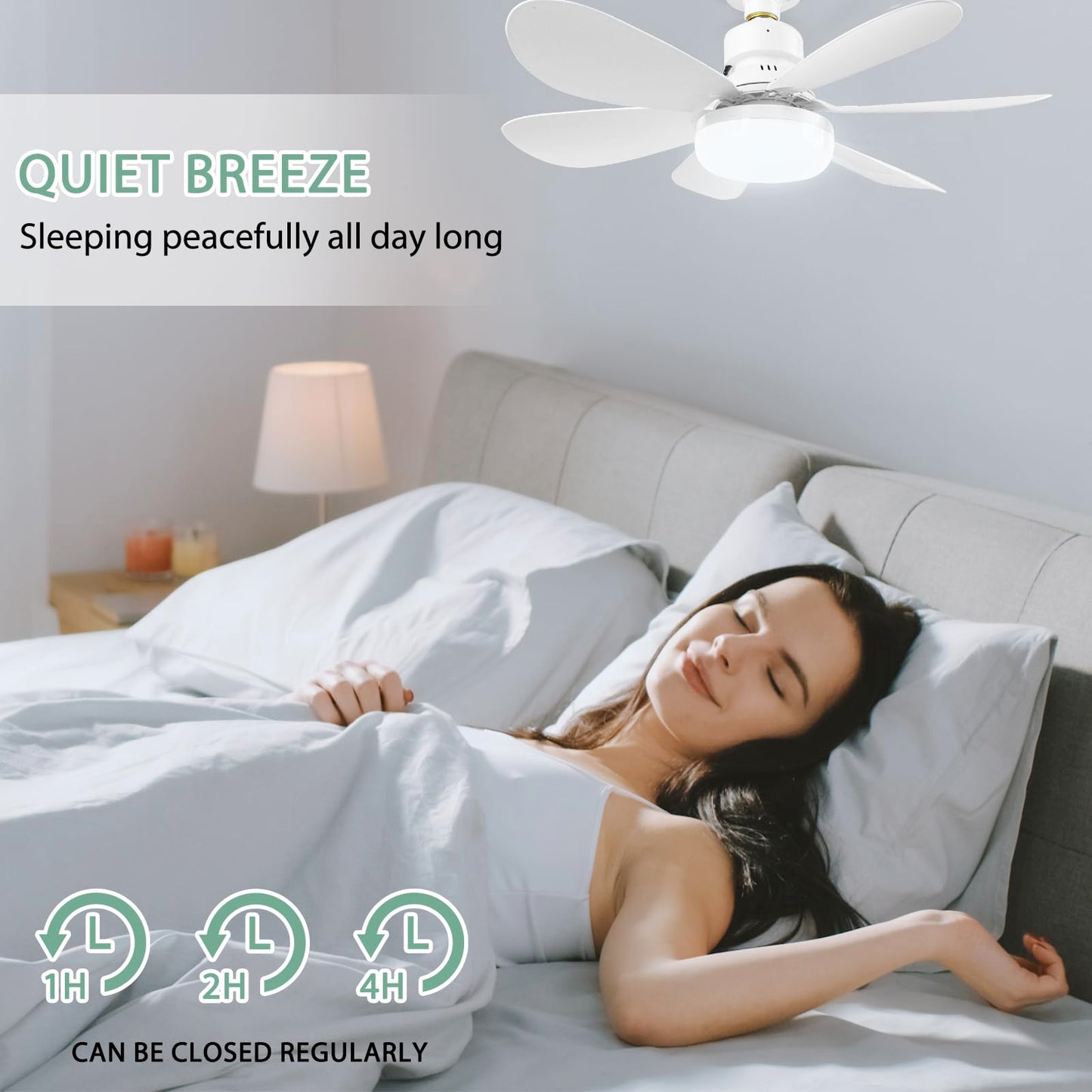 Ventilador de Techo Zern Blanco con Luz y Control Remoto LED Silencioso para Garage