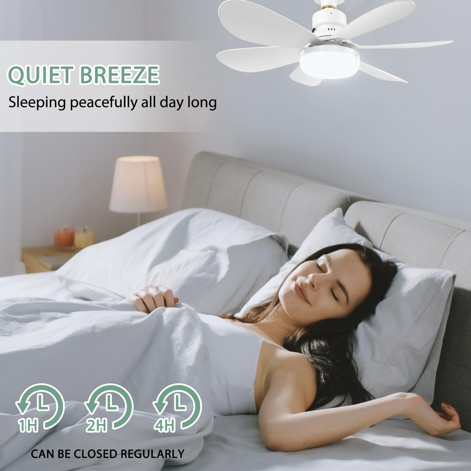 Ventilador de Techo Zern Blanco con Luz y Control Remoto LED Silencioso para Garage