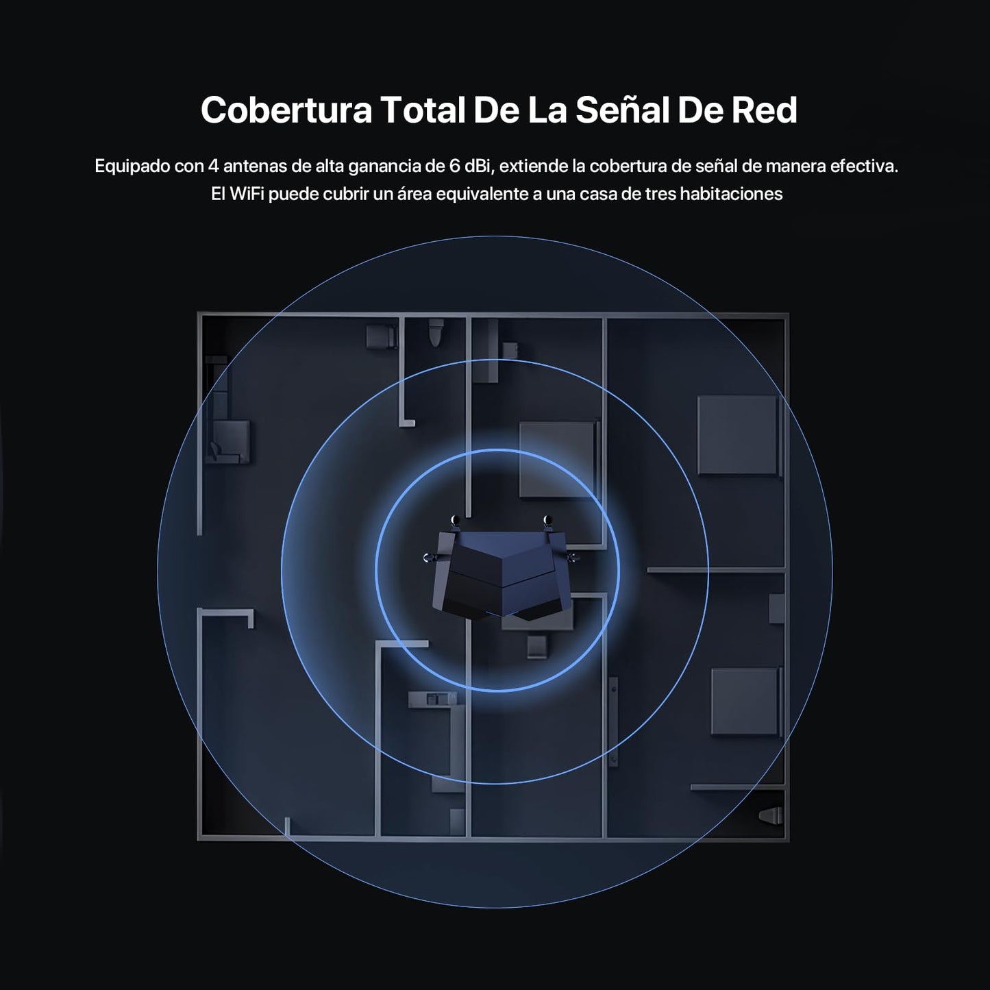 Tenda AC10 Router Gigabit AC1200 Doble Banda WiFi, 5 GHz hasta 867 Mbps, 2.4 GHz hasta 300 Mbps, Tecnología Beamforming, MU-MIMO Comunicación Multiple, 4 Atenas de 6dbi Amplia Cobertura WiFi.