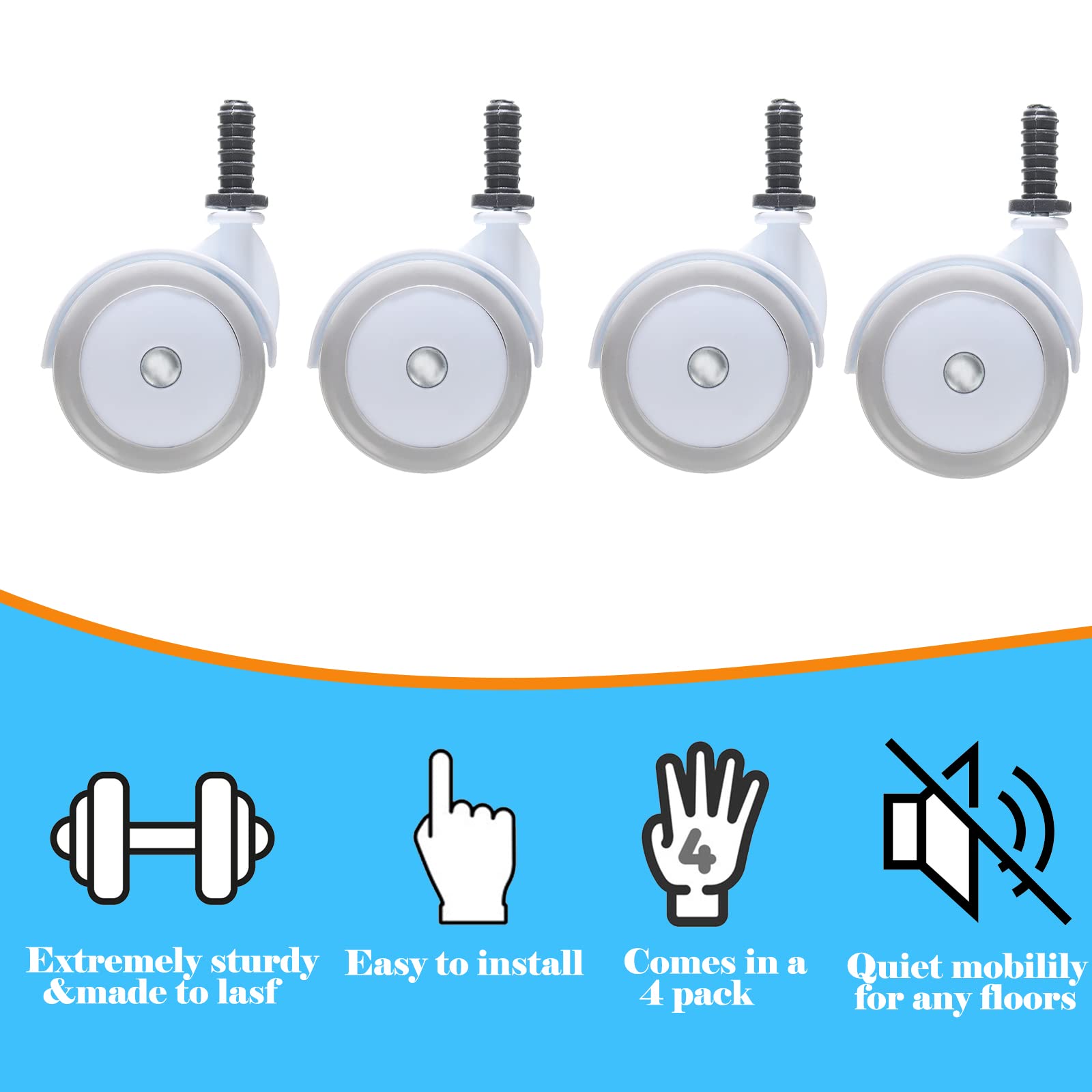 BAYWYI Ruedas de repuesto para andador de bebé, juego de 4, accesorios para andar bebé, ruedas de goma de plástico, ruedas universales (gris goma)
