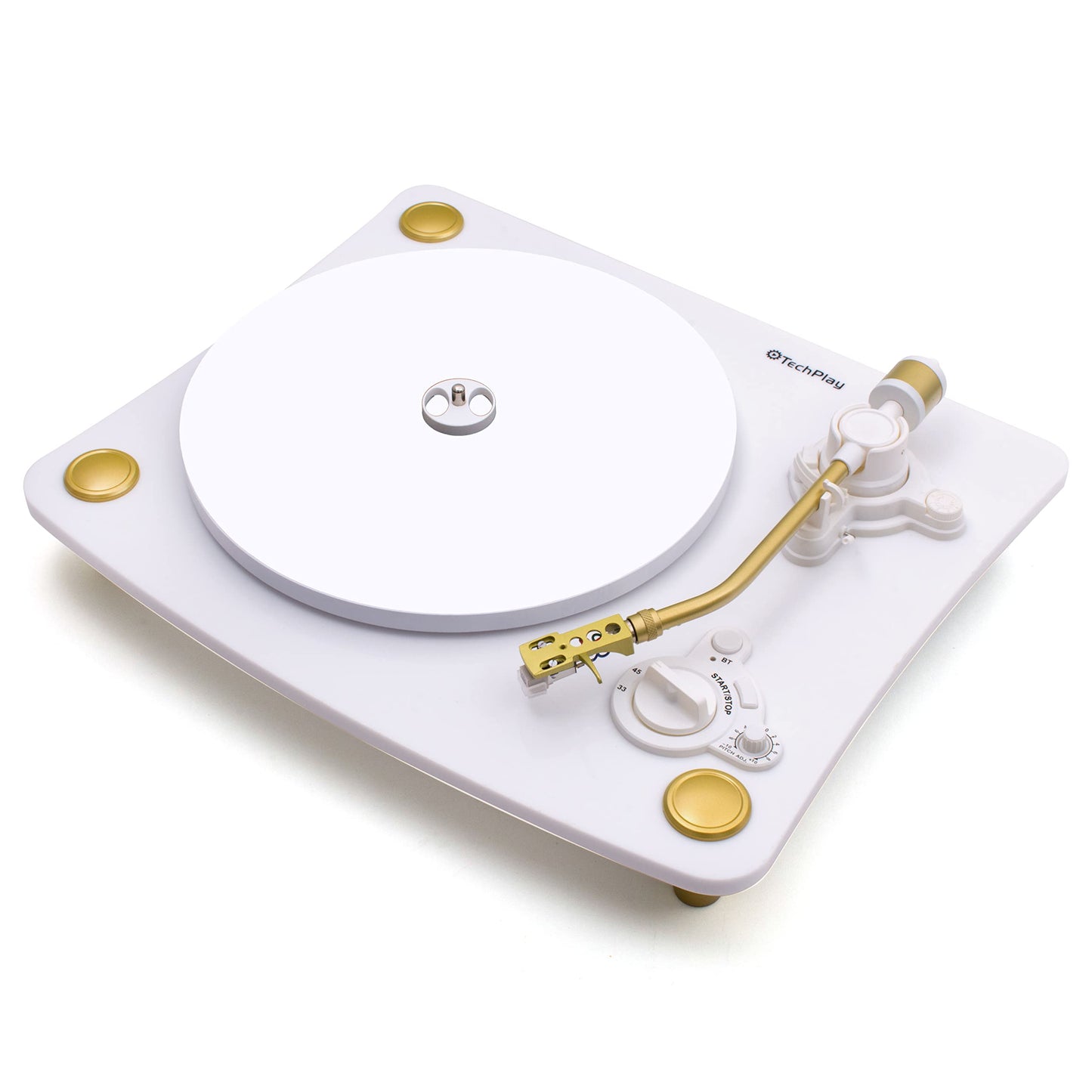 TechPlay Ghost, placa giratoria accionada por correa de 2 velocidades con transmisión Bluetooth. Se conecta a tus altavoces Bluetooth de forma inalámbrica. (Blanco)