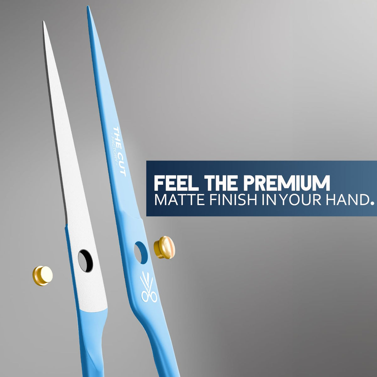 The Cut Factory- Hair Scissors and Barber Scissors Professional- 6 mejores tijeras de corte de pelo de acero inoxidable con cuchillas de borde de afeitar lisas, uso para salón y uso personal (azul)