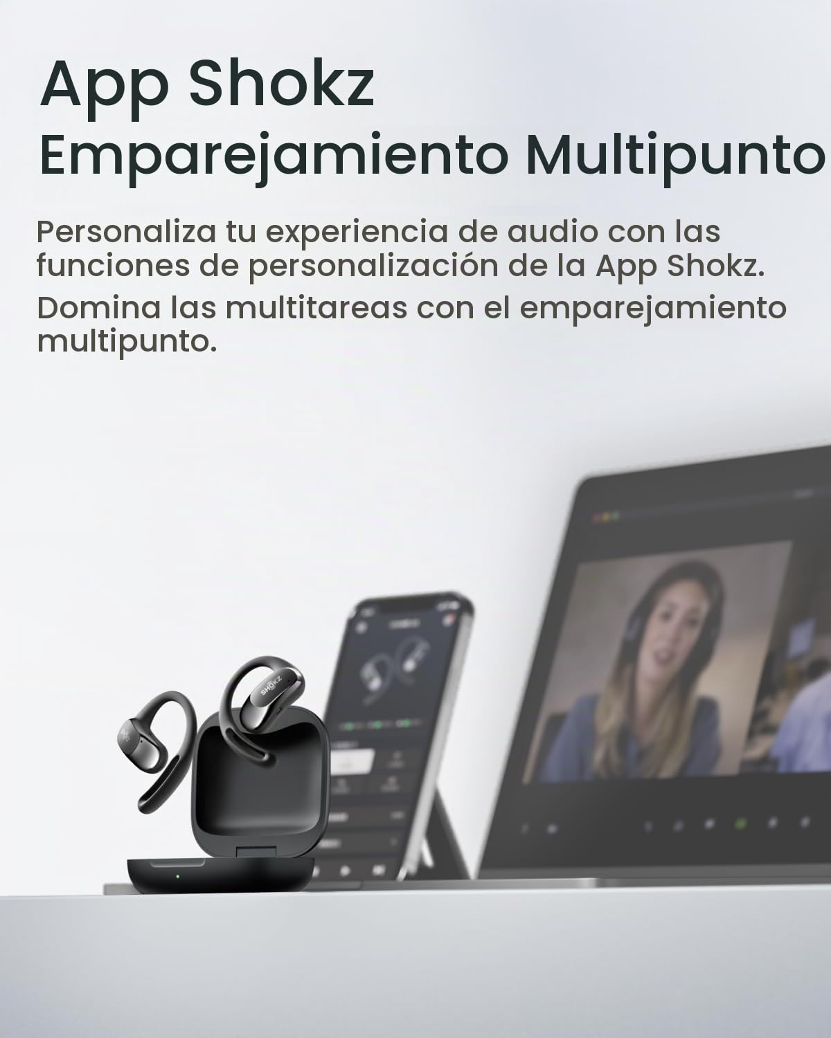 Audífonos SHOKZ OpenFit Air Negro Resistentes al Agua con Ganchos Seguros para Uso Diario