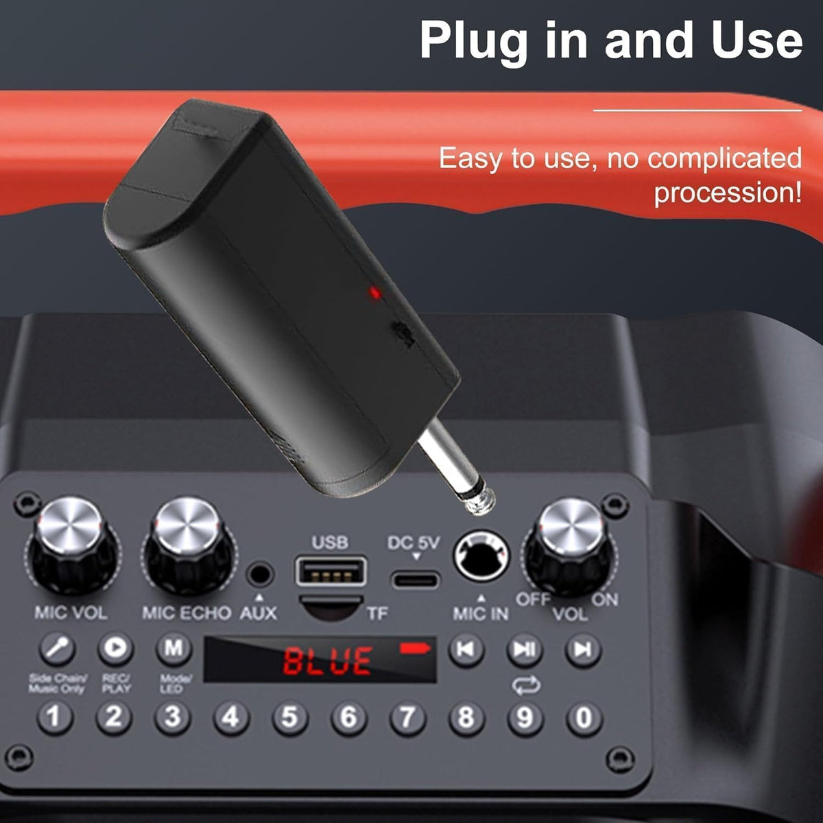 Micrófono Inalámbrico Plug and Play con Receptor Recargable de Mano para Escenarios Grandes