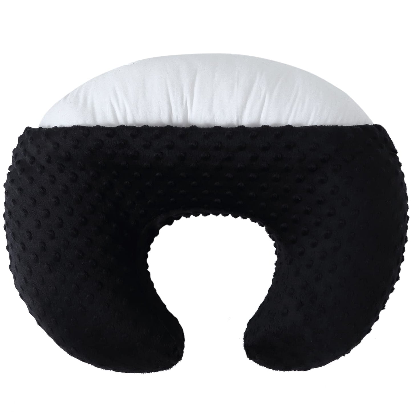DONOMILO Almohada Y Posicionador De Lactancia Lactancia Materna Y Alimentación con Biberón, Apoyo Al Bebé, Tiempo Boca Abajo, Soporte para Sentarse para Bebés Y Niñas, con Funda Extraíble Minky Dots