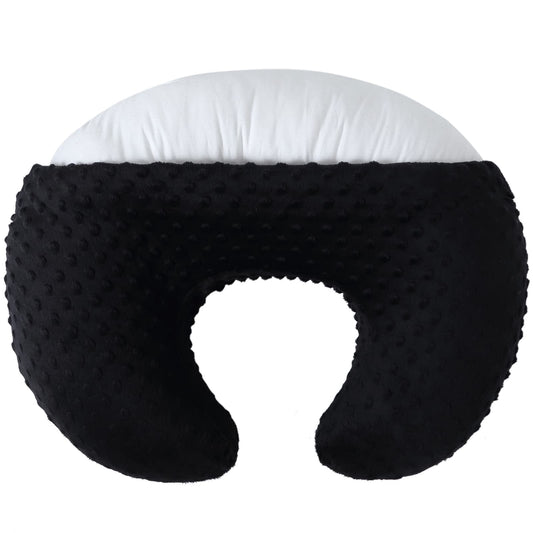 Almohada DONOMILO Rosa con Funda Extraíble Minky Dots para Lactancia y Soporte de Bebés y Niñas
