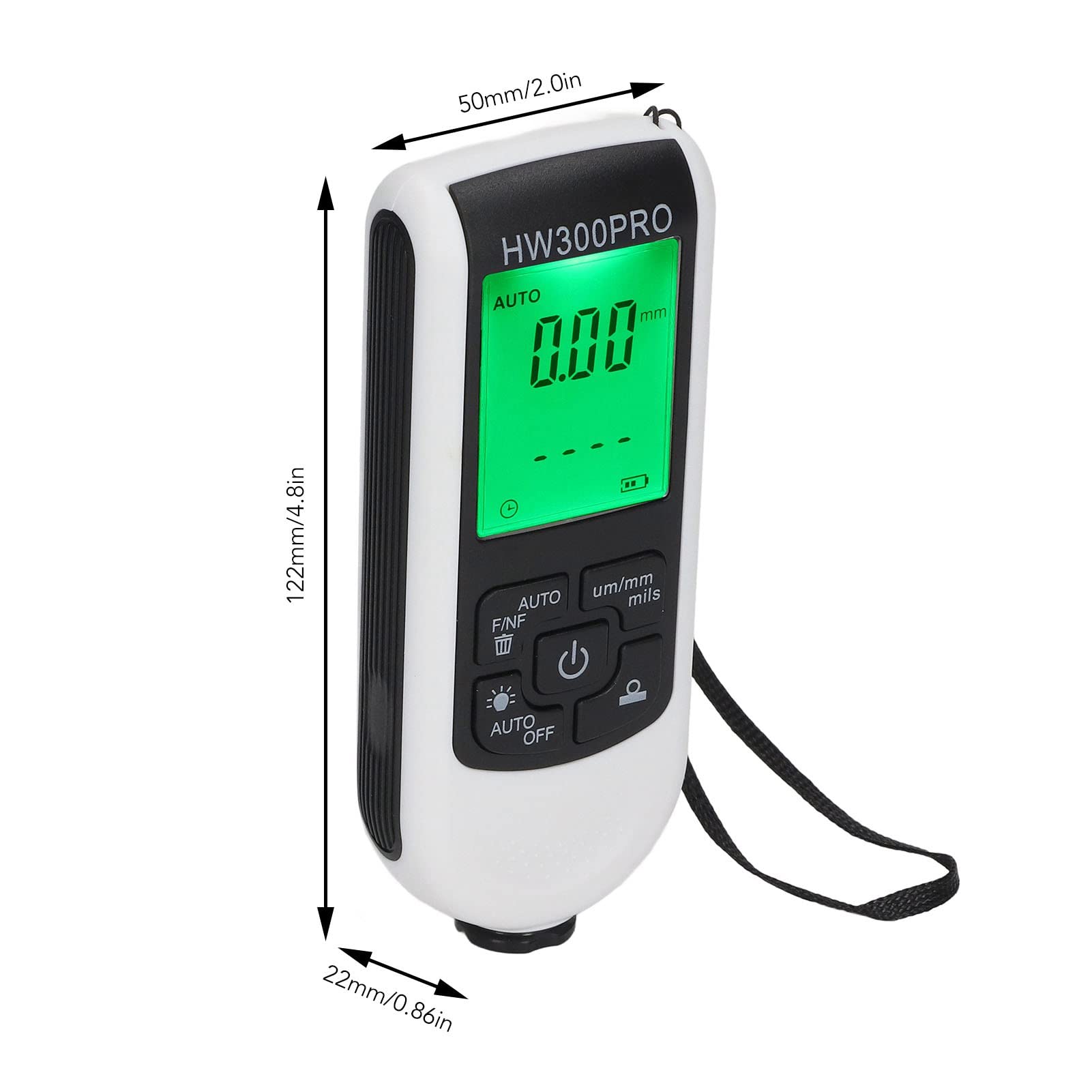 Probador de Espesor Medidor de Pintura Blanco Digital ABS con Resolución de 1um y Apagado Automático