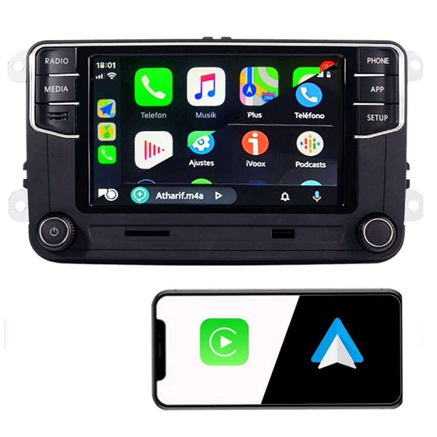 SCUMAXCON Estéreo para Coche Carplay Android Auto MIB2 RCD360 Pro Bluetooth RVC USB Pantalla Táctil de 6.5" para VW Jetta Golf Tiguan Passat Caddy EOS Passat Touran CC
