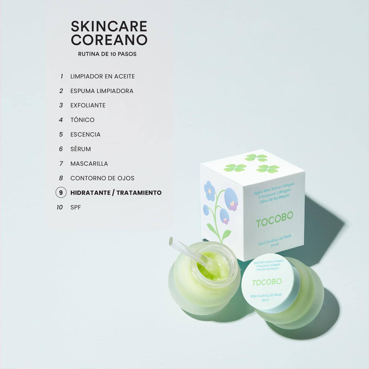 TOCOBO Mint Lip Mask 20 ml Mascarilla de Labios Hidratante, Refrescante y Reparadora