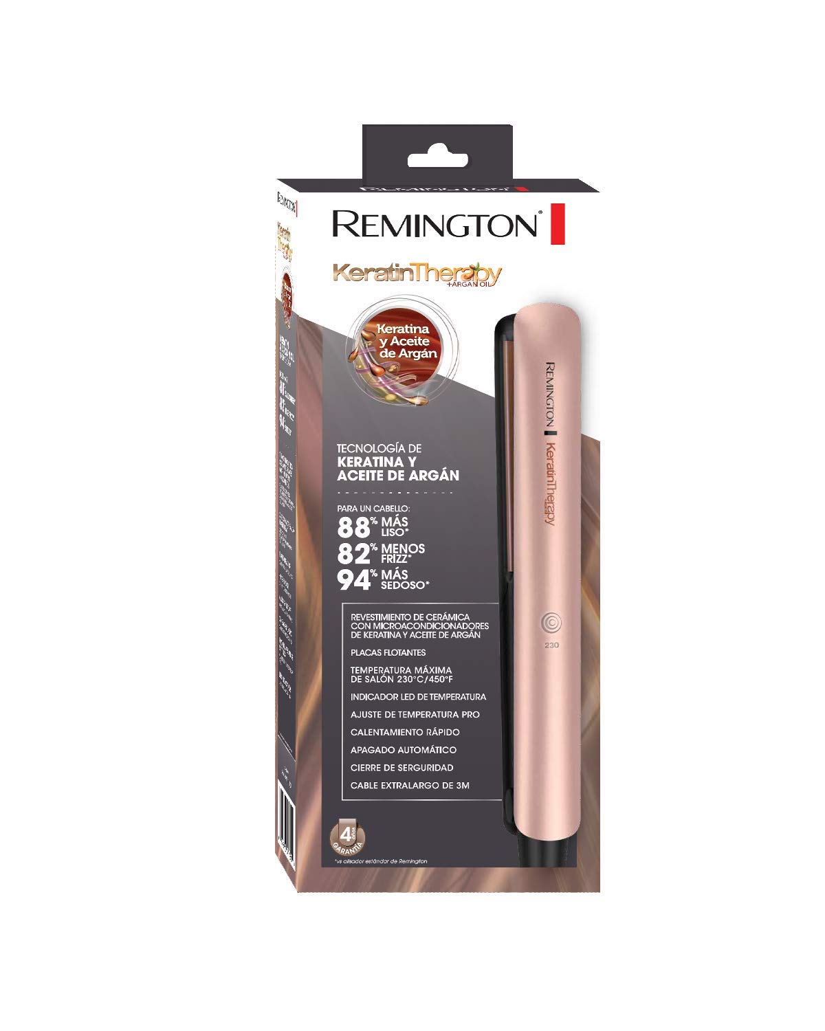 Plancha Alaciadora Remington con Microacondicionadores de Keratina y Aceite de Argán, S8599 (110) F