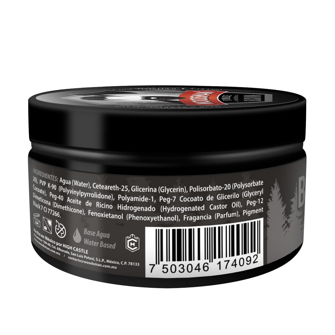 Woodsman - Pomada Negra Para Cabello Y Barba Cubre Canas, Matiza y Da Intensidad al Cabello Negro 113g