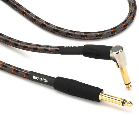 Cable Roland serie Gold instrumento conector plug recto TR 6.3mm - conector plug angulo recto TR 6.3mm chapa de oro 24K 3 mts.