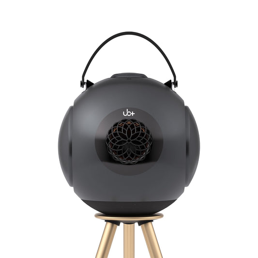 UB+ dB1 doubleBASS Altavoz impermeable Bluetooth | Sonido Hi-Fi de 40W con graves profundos, 20 h de reproducción, IPX5 y emparejamiento TWS (Gris metálico satinado con trípode)