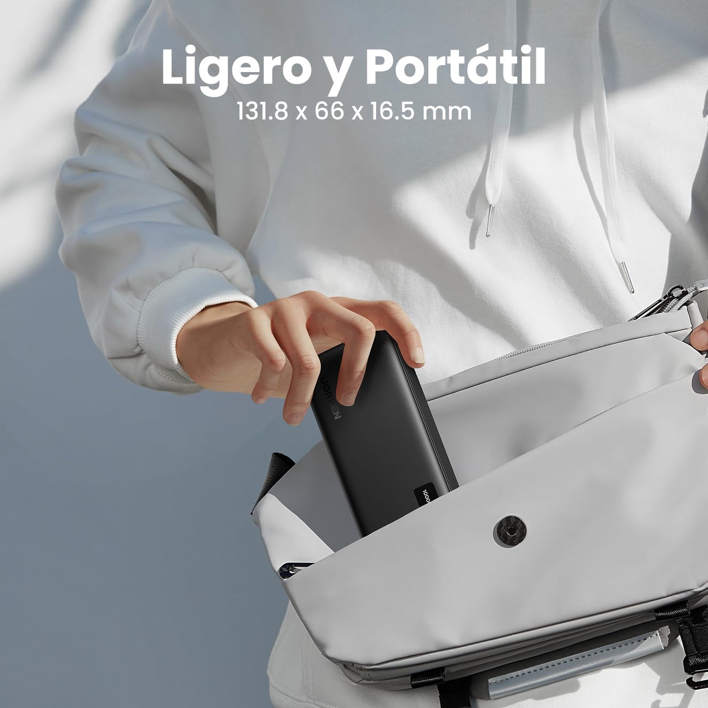 Power Bank UGREEN Negro 10000mAh 22.5W Carga Rápida USB A y C Pantalla Digital Compatible con iPhone, Xiaomi, Galaxy, iPad
