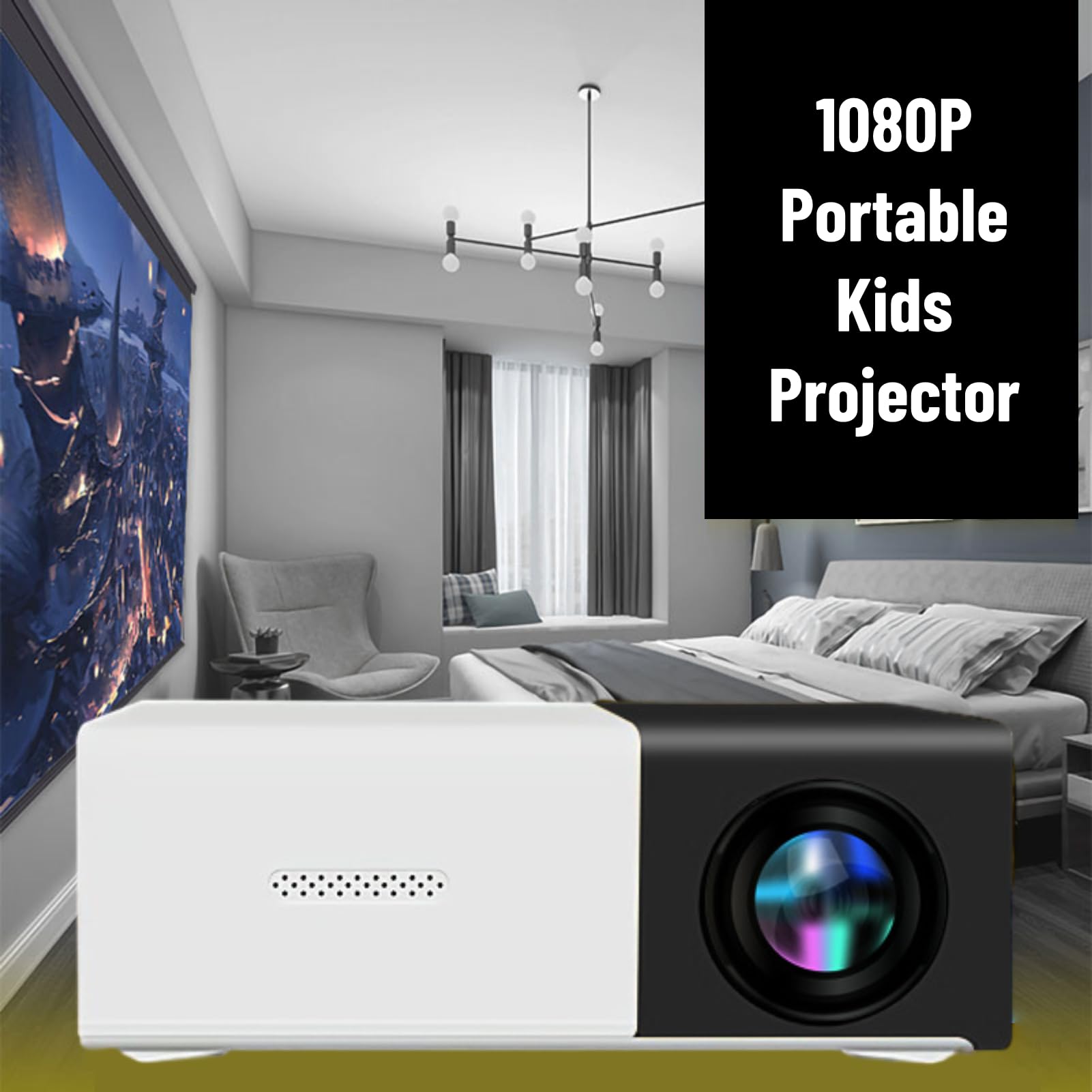 Proyector Mini Portátil Inteligente para Cine en Casa Compatible con USB y Tarjeta TF