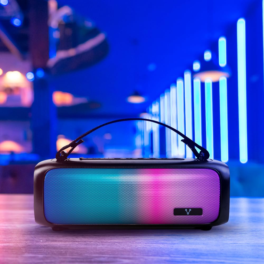 Bocina Bluetooth Vorago BSP-260 Negra con Luces RGB y Asa Portátil