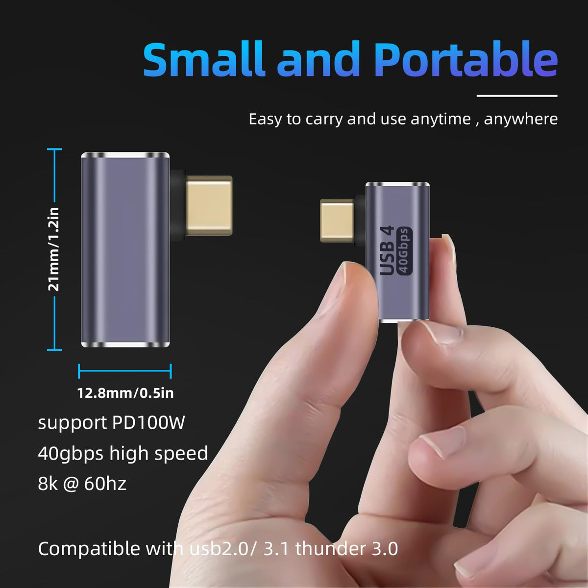 Adaptadores USB C GHQXZT 90° Ángulo Recto Extensor para MacBook, iPad, Tabletas, Teléfonos