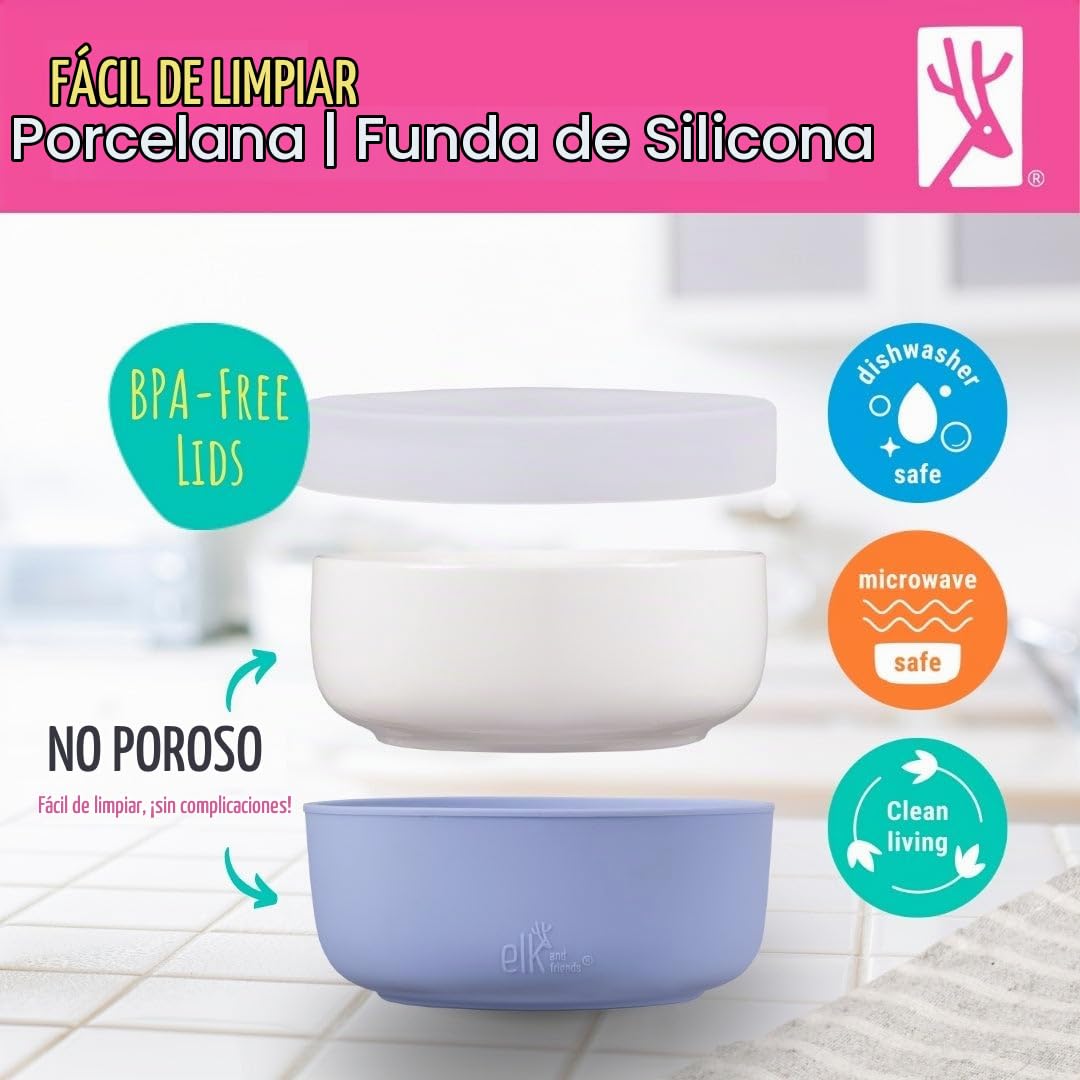 Elk and Friends - Cuencos de porcelana para niños y niños pequeños con