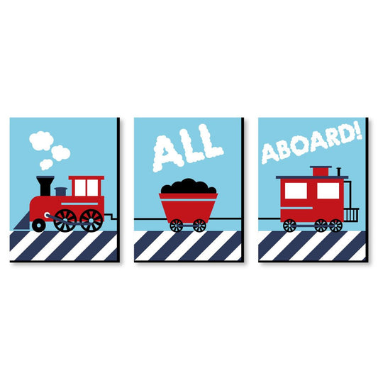 Impresiones de Trenes de Vapor Big Dot of Happiness Verde para Decoración de Guardería Niños
