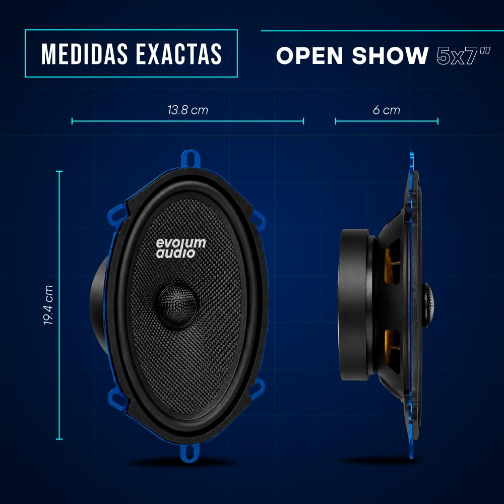 Kit de Bocinas Medio Rango Evolum Audio Negro Cono de Papel de Titanio Modelo Open Show para Sonido Claro y Potente
