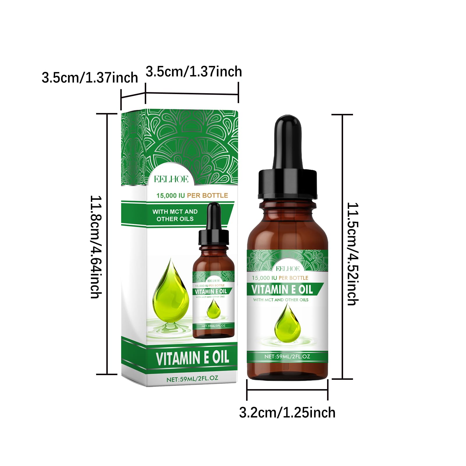 Genérico Aceite de Vitamina E de 59 ml para Cicatrices en la Piel, Cuerpo, Rostro, Cabello, Cuidado de Las uñas, fórmula Pura y Natural Que Ayuda a nutrir la Piel