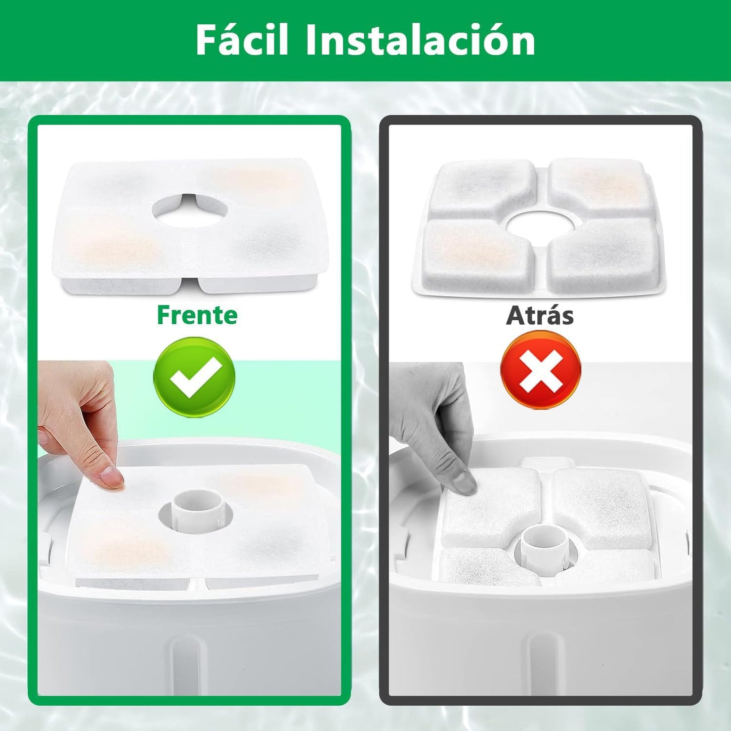 Glückluz Juego de Filtros para Fuentes de Agua para Mascotas, 12 Paquetes de 3 Filtros de Repuesto para Fuentes de Agua para Gatos, 2.5L Fuente Automática para Mascotas Dispensador de Agua para Perros