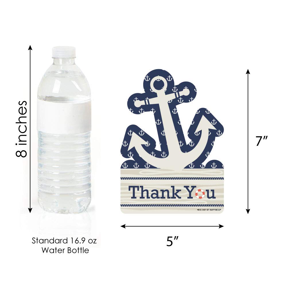 Ahoy – Tarjetas de agradecimiento con forma náutica – Tarjetas de agradecimiento para baby shower o fiesta de cumpleaños – Tarjetas de agradecimiento con sobres – Juego de 12