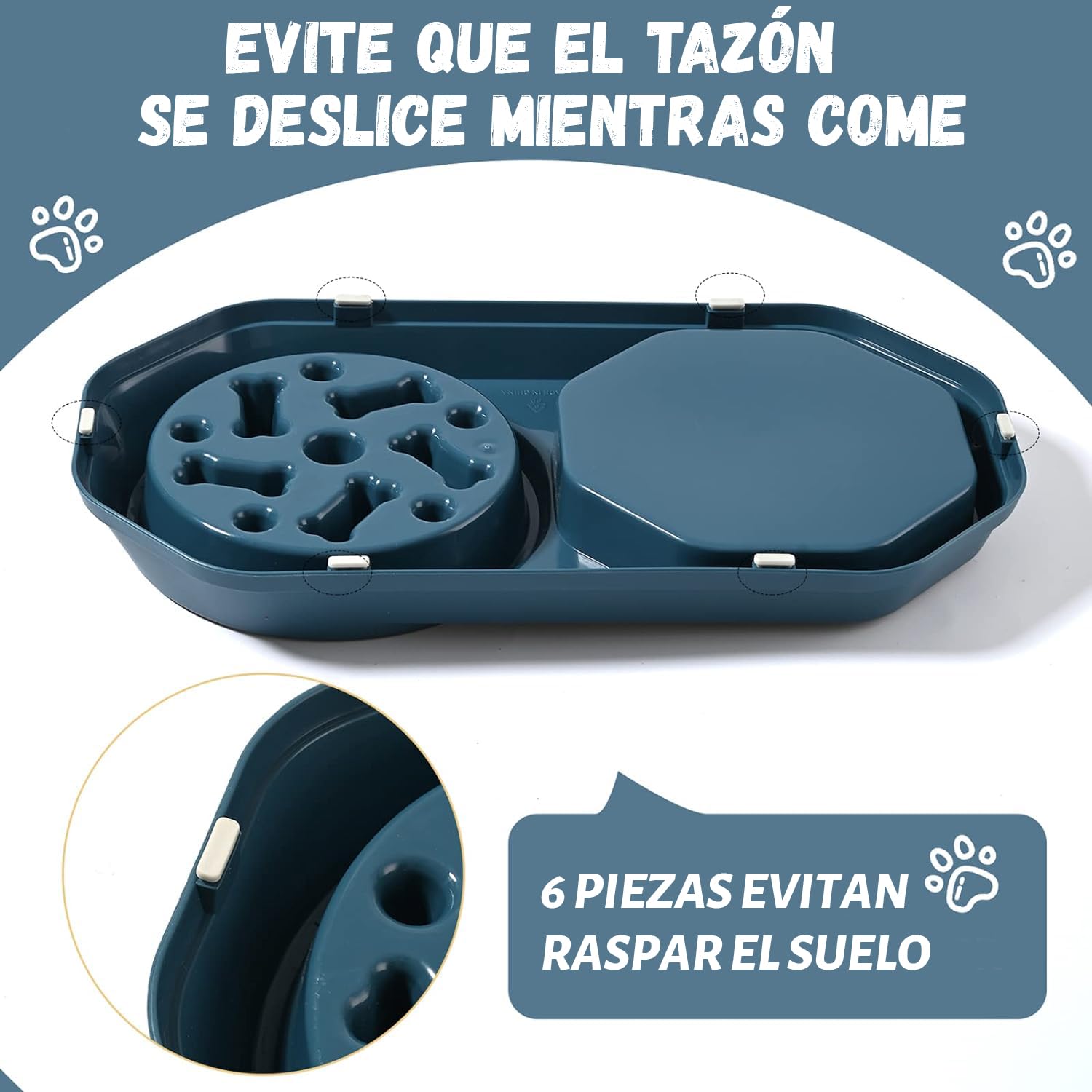 Comedero Lento para Perros, Cuenco Antideslizante para Perros de Comida Lenta, fácil de digerir y Absorber el Cuenco de Comida Lenta, comedero Lento para Perros, Alimentador Tazón 2 En 1 para Perros