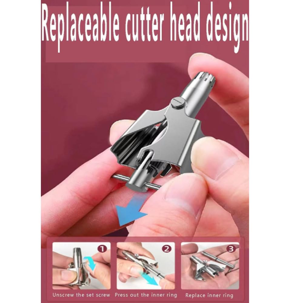 Recortador de vello nasal para hombres, de acero inoxidable, manual, unisex, con 12 cuchillas de doble filo, indoloro, sin pilas, pequeño y fácil de limpiar y transportar