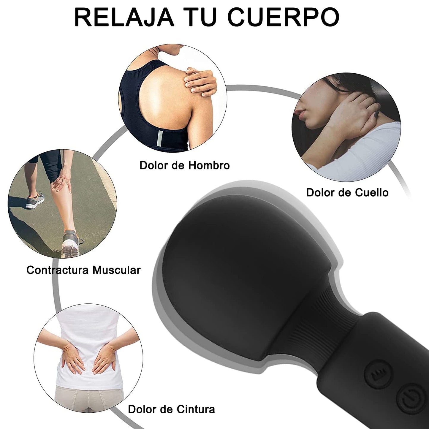 Sendowtek Mini Masajeador Muscular Masajeador Eléctrico de Mano Masajeador Recargable USB Dispositivo para Calmar Los Músculos Portátil Mini Massager Impermeable con 10 Velocidades Ajustables Diferentes Perfecto para Aliviar la Tensión, Los Músculos, el D