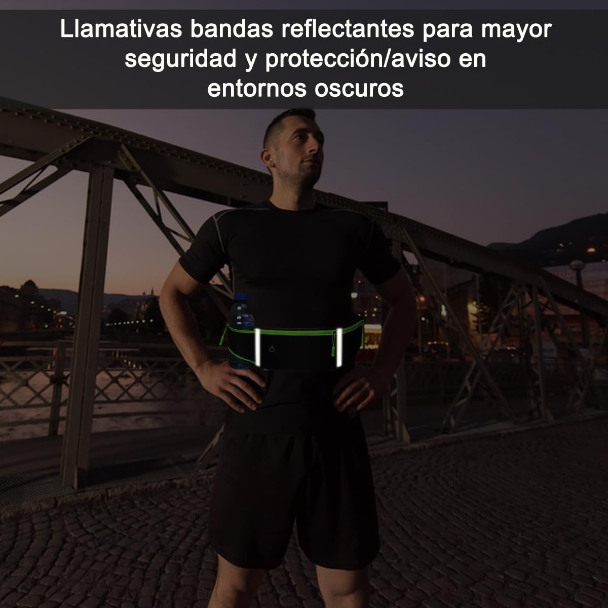 CHENGBAO Cangurera Hombre，Portátil Para Correr Cangurera Mujer，Impermeable Riñonera Hombre，Con Botella de Agua Cangurera Para Correr(Actualizar gris negro)
