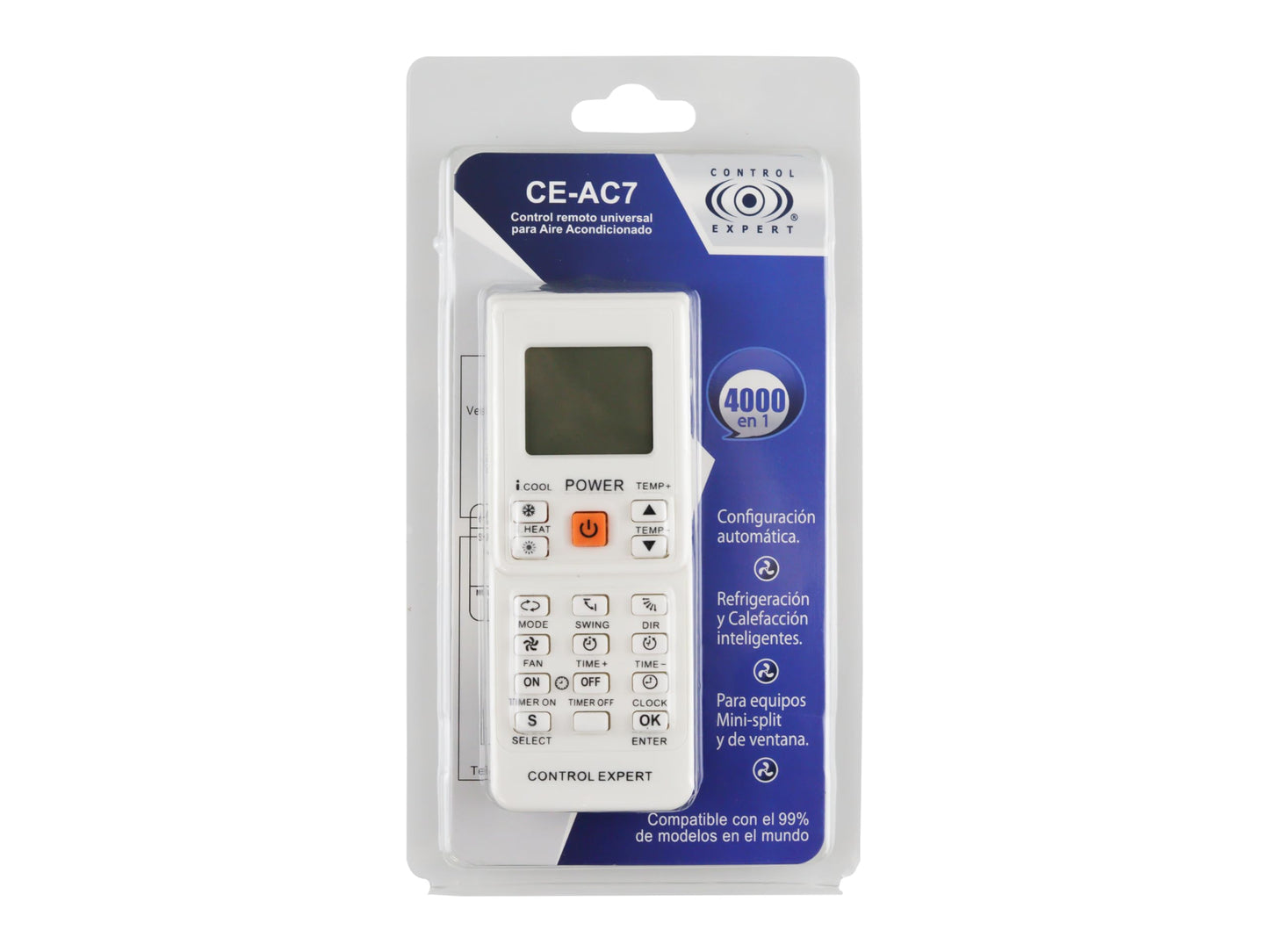 LIDERT Control Aire Acondicionado Universal Remplazo Compatible con Mirage, York, LG, Samsung Programación Automática, Compatibilidad Directa para más de 1000 Marcas Control Expert