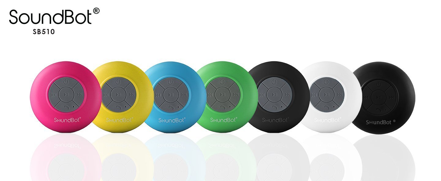 SoundBot® SB510 HD Water Resistant Bluetooth 3.0 Shower Speaker, Handsfree Portable Speakerphone with Built-in Mic, 6hrs of playtime, Control Buttons and Dedicated Suction Cup for Showers, Bathroom, Pool, Boat, Car, Beach, & Outdoor Use (White)