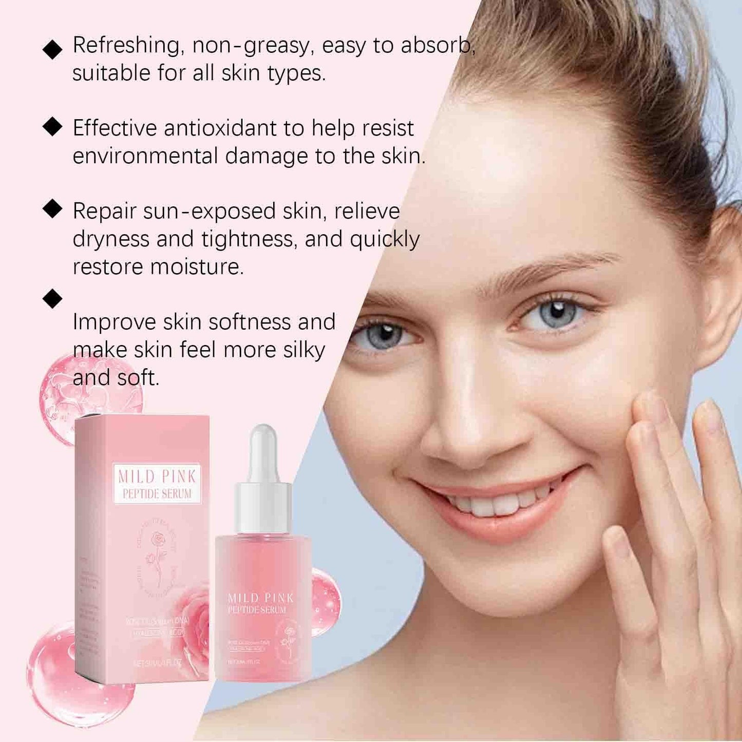 Rose PDRN Pink Peptide Serum, Vegan PDRN Anti-Aging Serum for Fine Lines and Wrinkles, Anti-Aging Minimize Wrinkles and Lifting Firming (30ml,3pc)