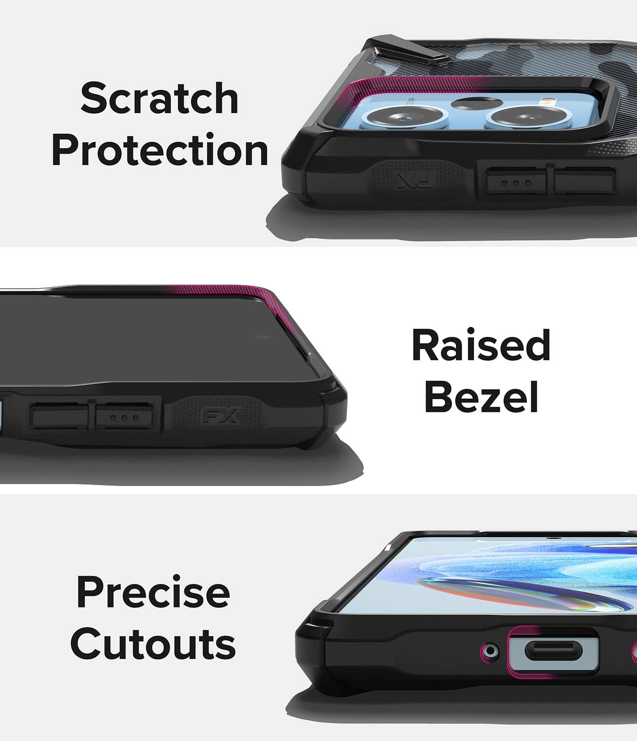 Funda Parachoques Ringke Fusion-X Camo Black Resistente a Impactos para Redmi Note 12 Pro 5G / Poco X5 Pro 5G