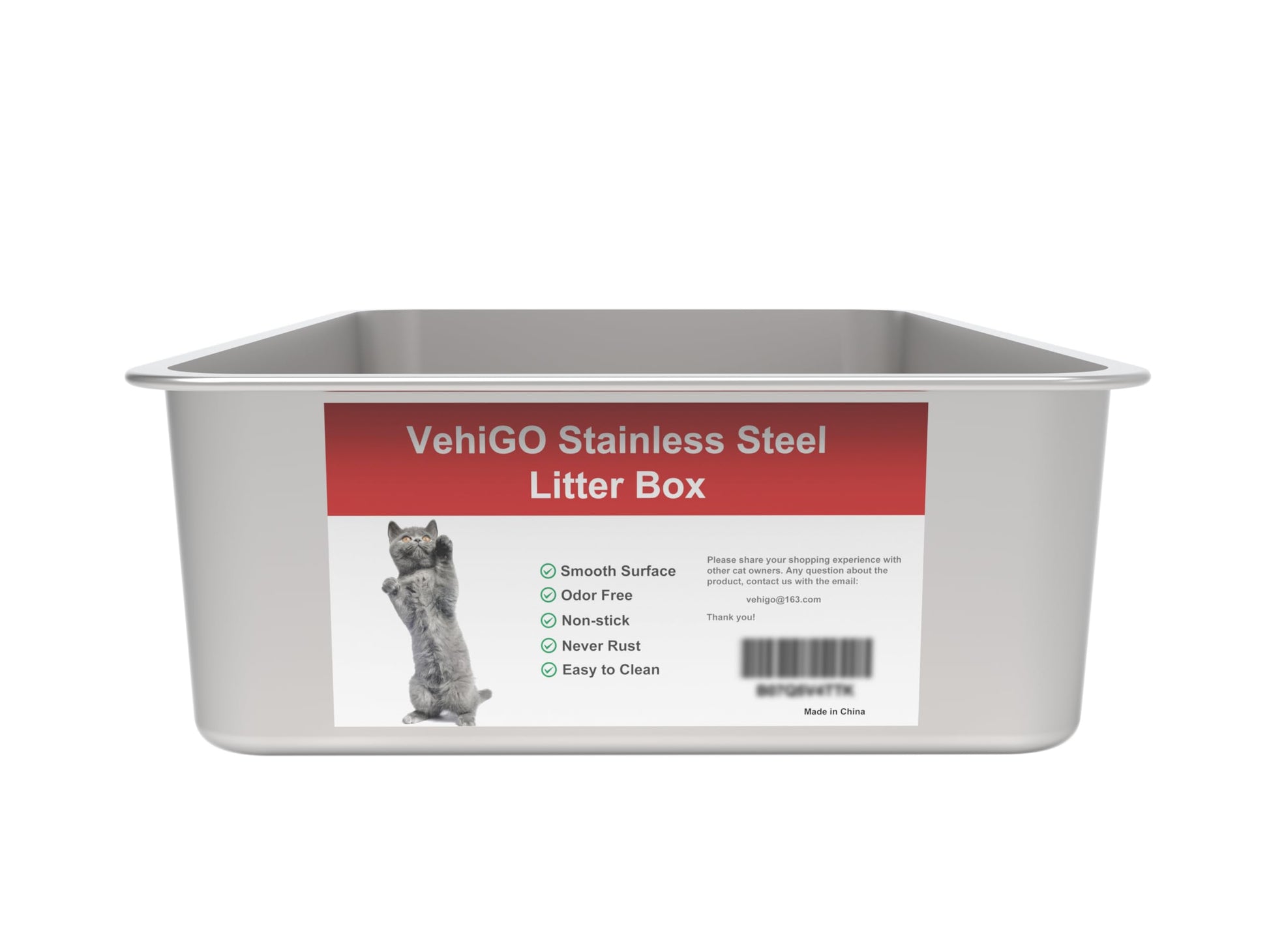 Caja de Arena para Gatos VehiGo Metal Extragrande Acero Inoxidable Resistente Superficie Lisa Fácil de Limpiar